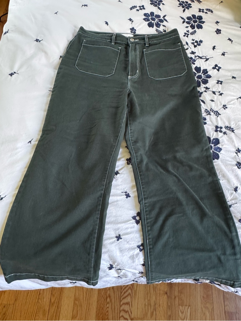 High-Rise Wide Leg Women’s Jeans - Dark Green